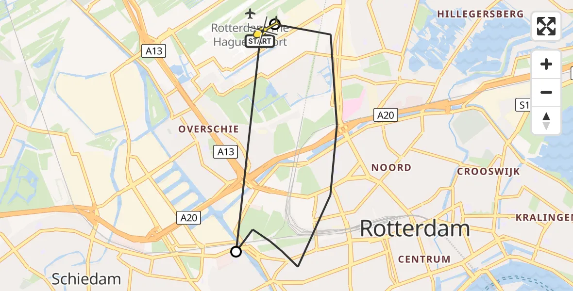 Routekaart van de vlucht: Lifeliner 2 naar Rotterdam The Hague Airport, Abraham van Stolkweg