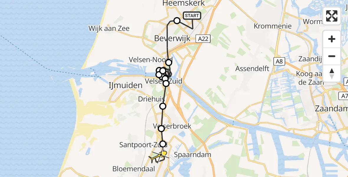 Routekaart van de vlucht: Politiehelikopter naar Haarlem, Scheldestraat