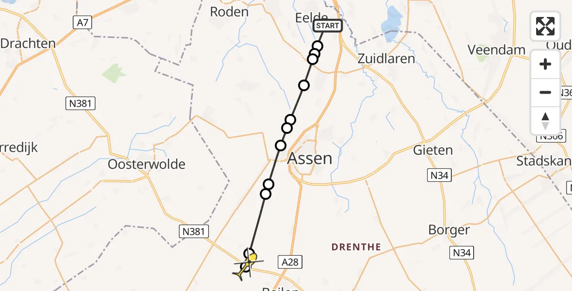 Routekaart van de vlucht: Lifeliner 4 naar Hijken, Moespot