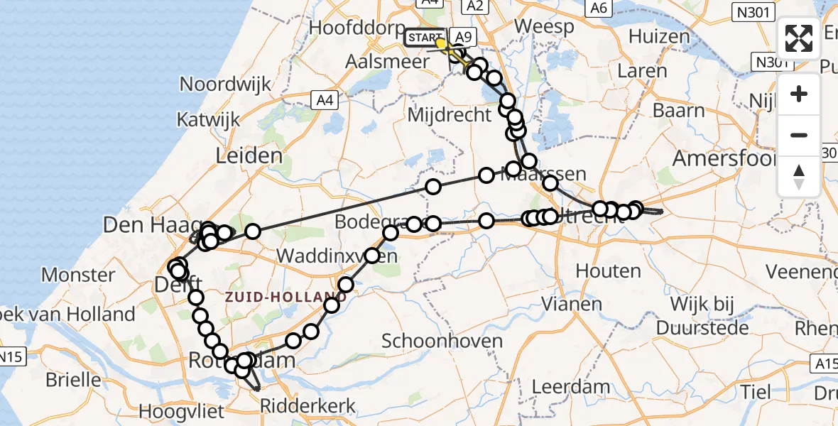 Routekaart van de vlucht: Politieheli naar Amstelveen, Zetterij