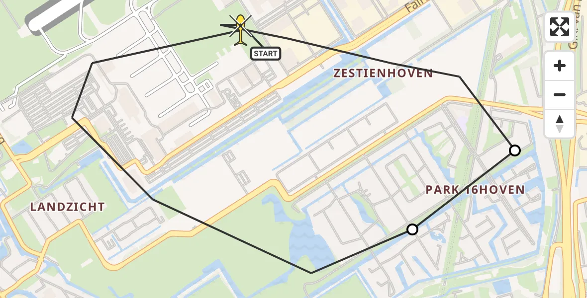 Routekaart van de vlucht: Lifeliner 2 naar Rotterdam The Hague Airport, Woensdrechtstraat