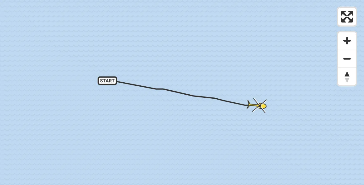 Routekaart van de vlucht: Kustwachthelikopter naar 