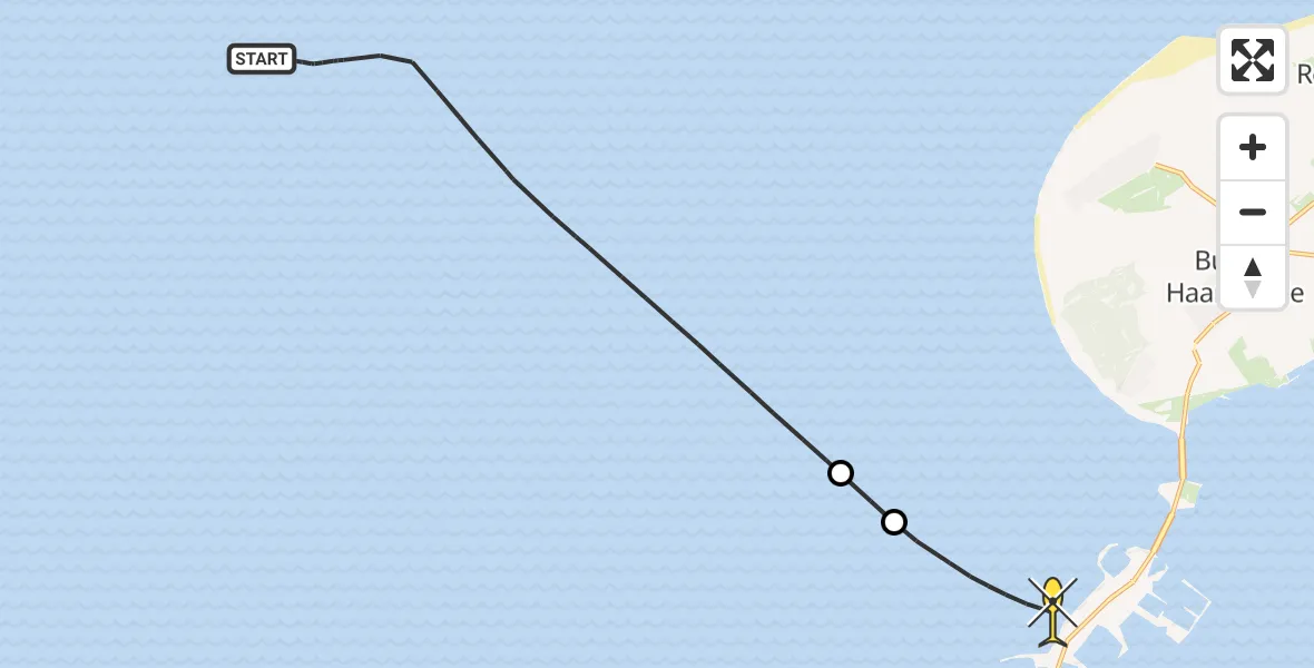 Routekaart van de vlucht: Kustwachthelikopter naar Vrouwenpolder, Naaktstrand