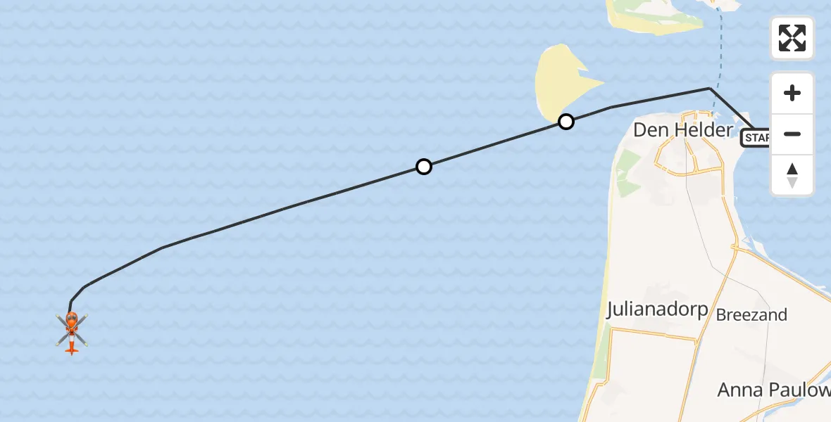 Vluchtroute Kustwachthelikopter Den Helder - , 07 november 2024, 15:25