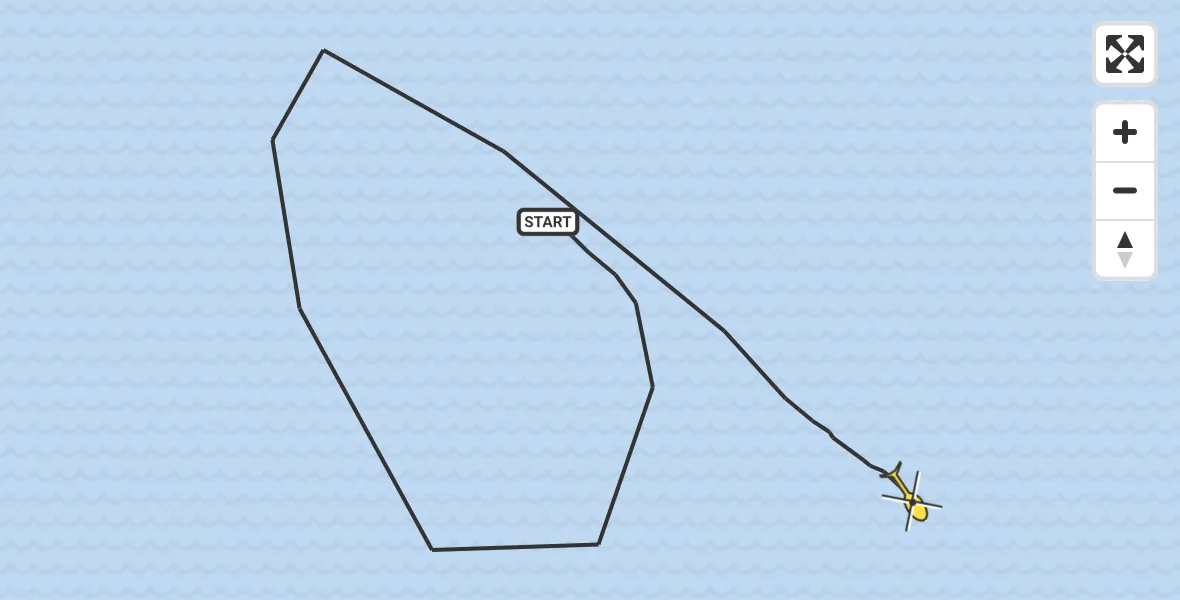 Routekaart van de vlucht: Kustwachthelikopter naar 