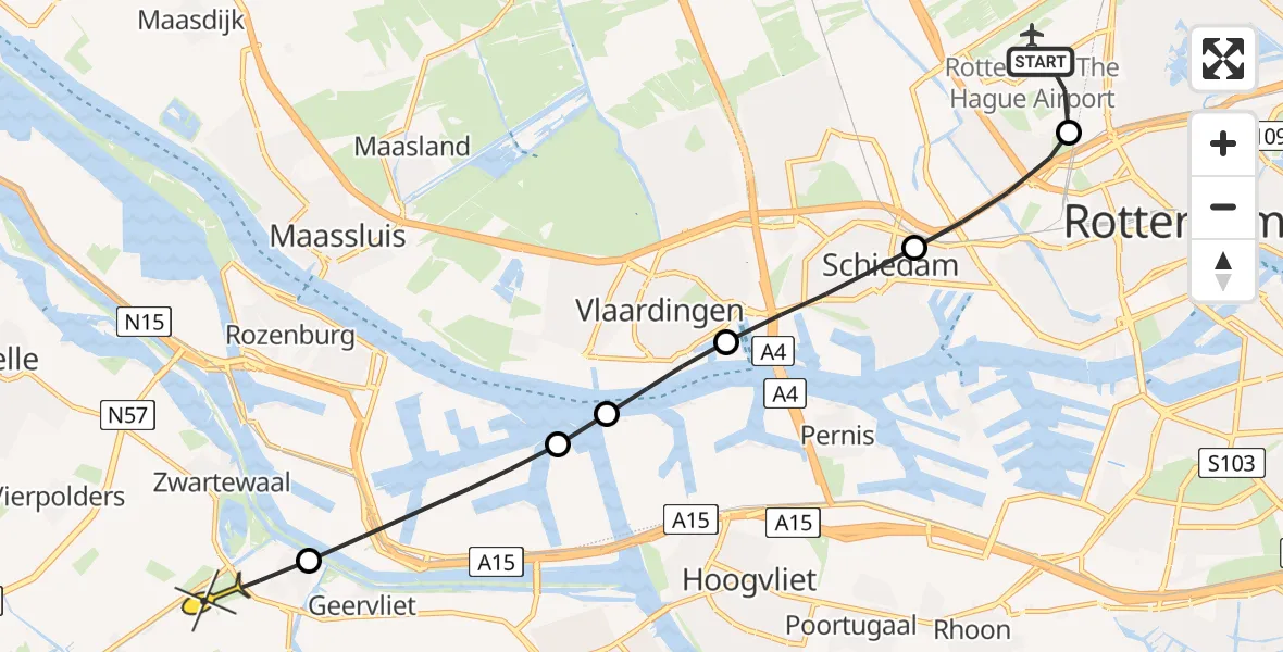 Routekaart van de vlucht: Lifeliner 2 naar Heenvliet, Linnaeushof