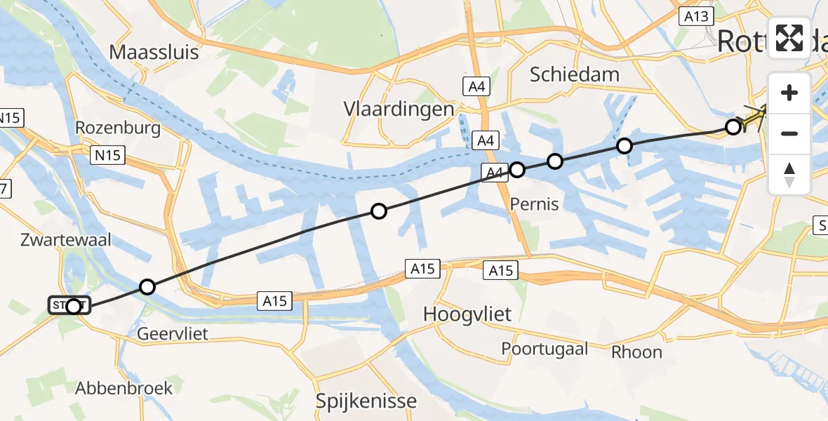 Routekaart van de vlucht: Lifeliner 2 naar Erasmus MC, Heerenlaan