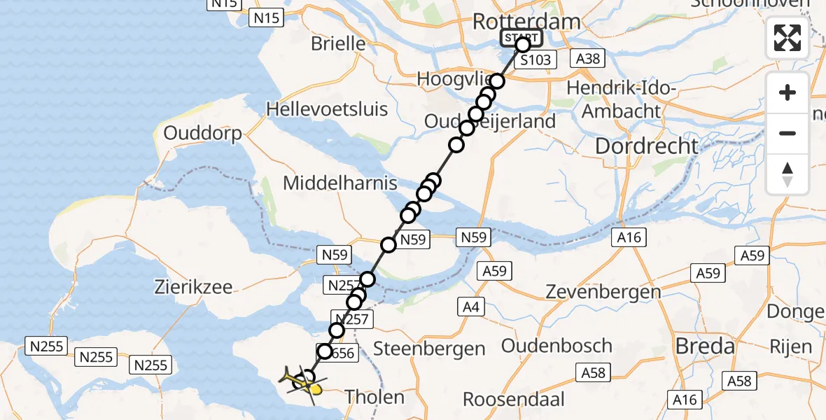 Routekaart van de vlucht: Lifeliner 2 naar Sint-Maartensdijk, Rietdijk