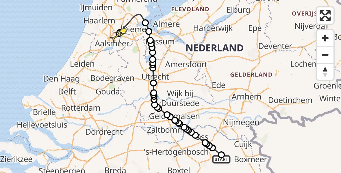 Routekaart van de vlucht: Politieheli naar Schiphol, Zeelandsedijk