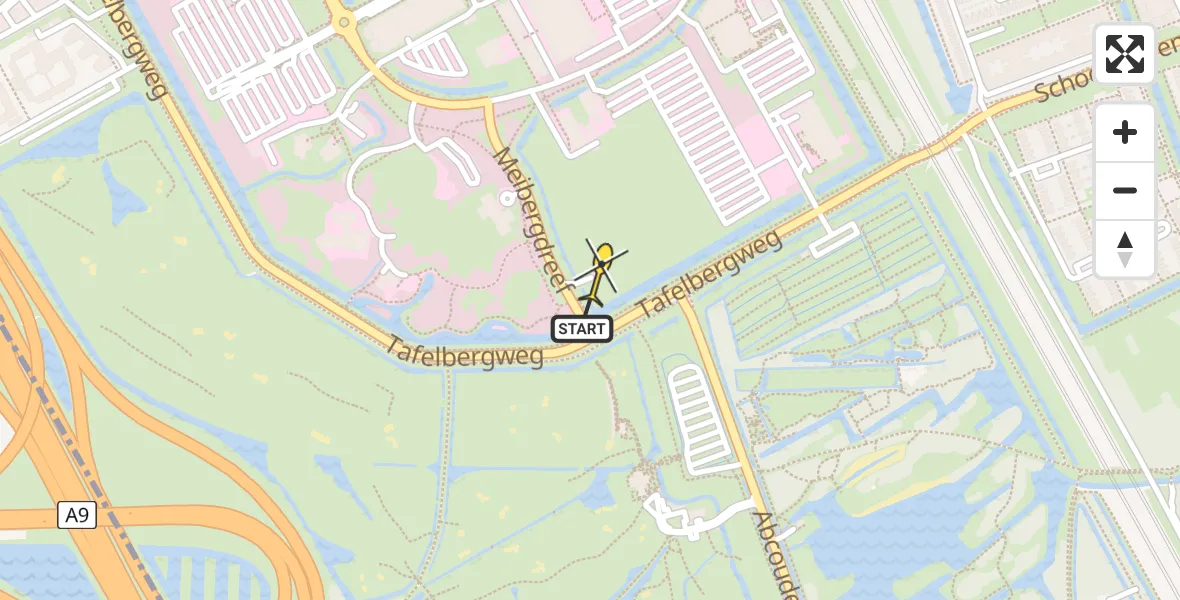 Routekaart van de vlucht: Lifeliner 1 naar Academisch Medisch Centrum (AMC), Helipad