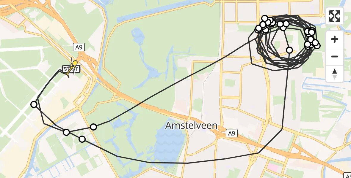 Routekaart van de vlucht: Politieheli naar Schiphol, Thermiekstraat