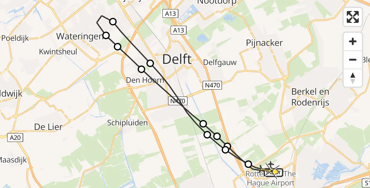 Routekaart van de vlucht: Lifeliner 2 naar Rotterdam The Hague Airport, Serre