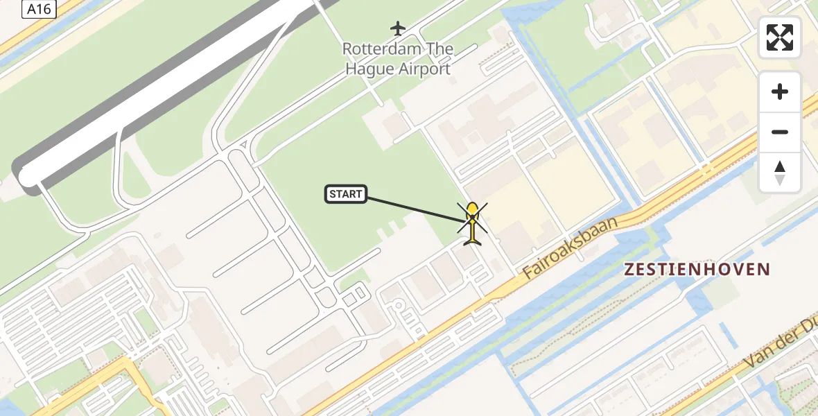 Routekaart van de vlucht: Lifeliner 2 naar Rotterdam The Hague Airport, Brandenburgbaan