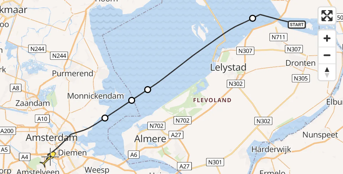 Routekaart van de vlucht: Lifeliner 1 naar Amsterdam, Hinderstein