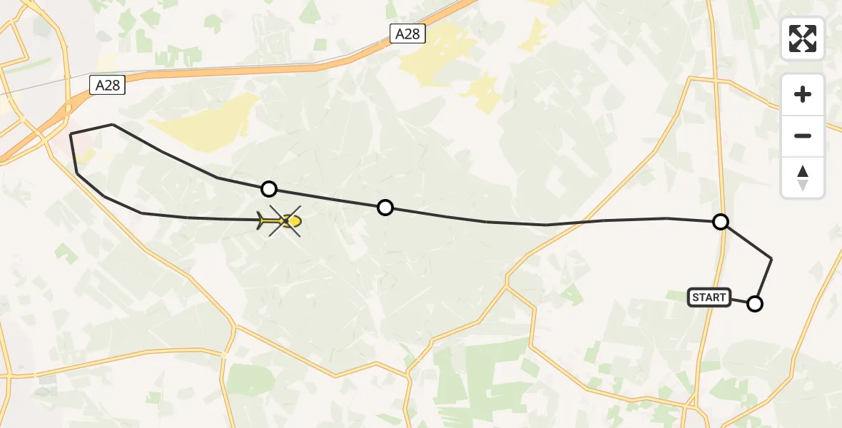 Routekaart van de vlucht: Politieheli naar Harderwijk, Beekhuizerweg