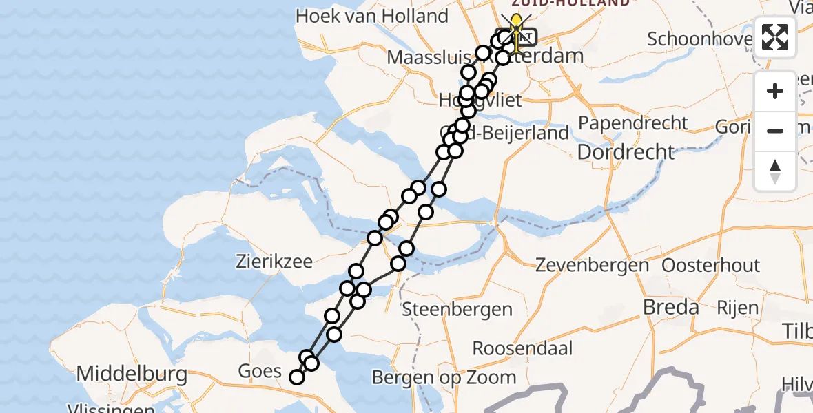 Routekaart van de vlucht: Lifeliner 2 naar Rotterdam The Hague Airport, Van der Duijn van Maasdamweg