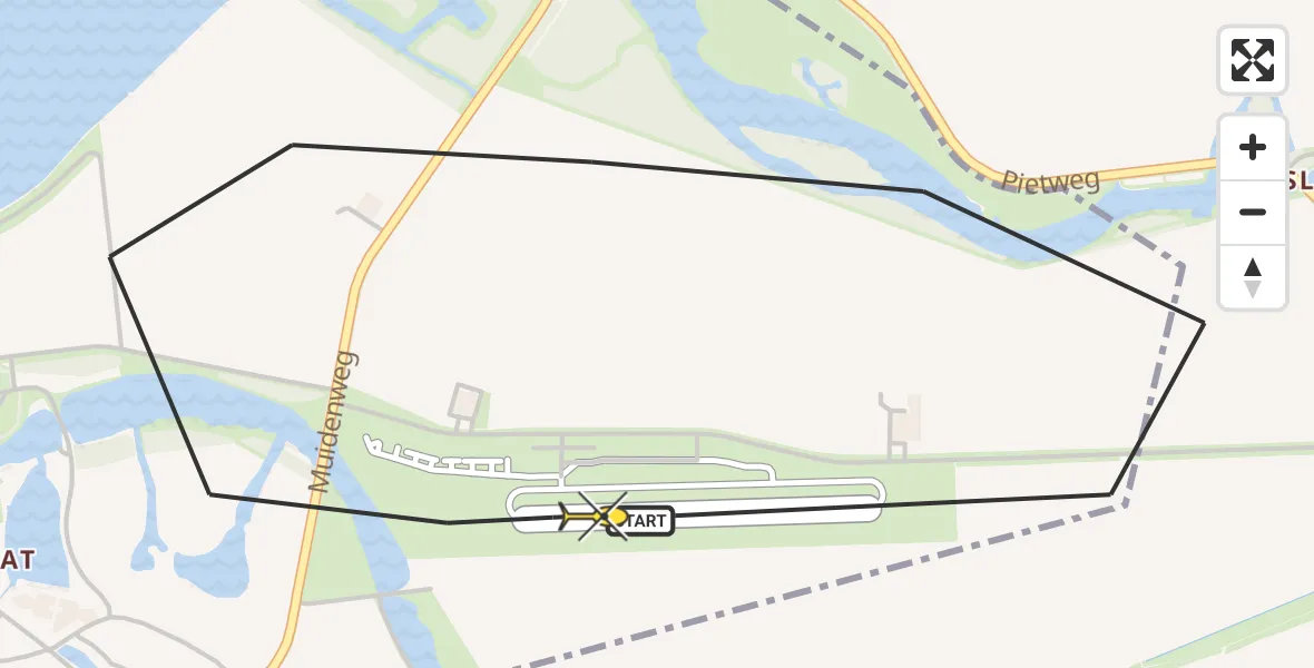 Vluchtroute Politiehelikopter van Vliegveld Midden-Zeeland naar Vliegveld Midden-Zeeland