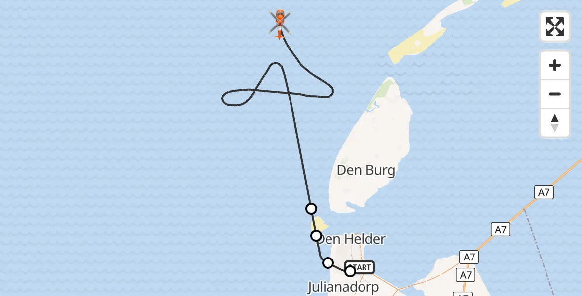 Vluchtroute Kustwachthelikopter Vliegveld De Kooy - , 08 november 2024, 16:00