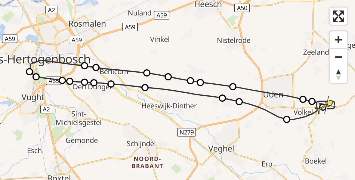 Routekaart van de vlucht: Lifeliner 3 naar Vliegbasis Volkel, Zadelmakerstraat