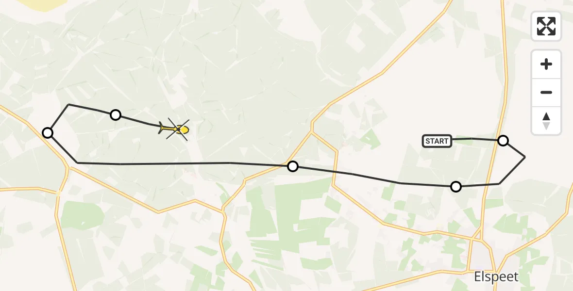 Routekaart van de vlucht: Politiehelikopter naar Ermelo, Elspeterweg