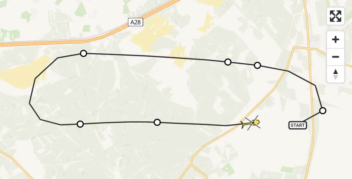 Routekaart van de vlucht: Politieheli naar Elspeet, Westeindsche Heide