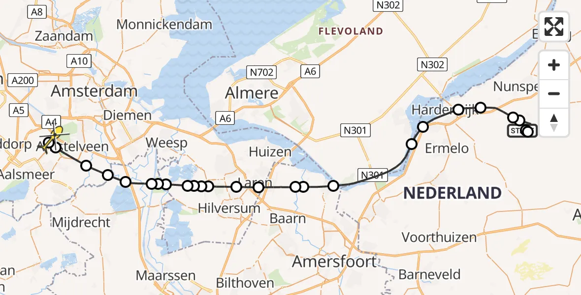 Routekaart van de vlucht: Politieheli naar Schiphol, Klein Vossenmeer