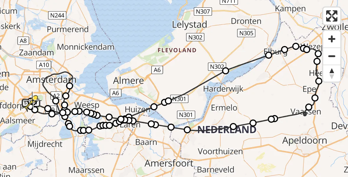 Routekaart van de vlucht: Politieheli naar Schiphol, Van Weerden-Poelmanweg