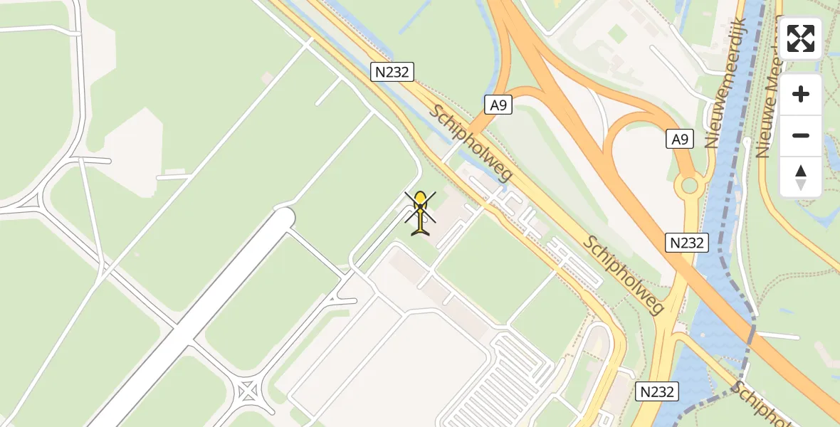 Routekaart van de vlucht: Politiehelikopter naar Schiphol