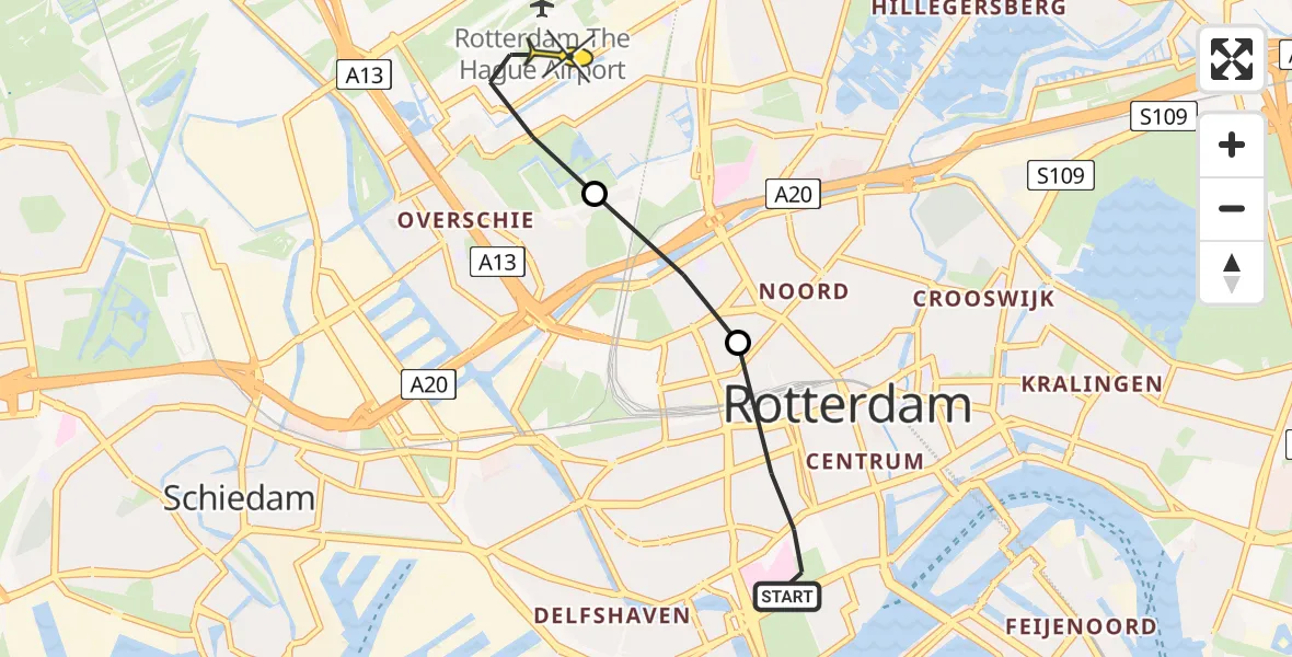 Routekaart van de vlucht: Lifeliner 2 naar Rotterdam The Hague Airport, Sint-Mariastraat