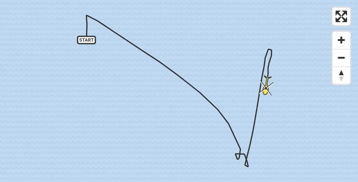 Routekaart van de vlucht: Kustwachthelikopter naar 