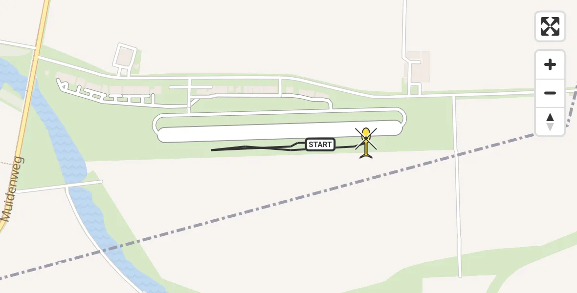 Routekaart van de vlucht: Politiehelikopter naar Vliegveld Midden-Zeeland, Calandweg