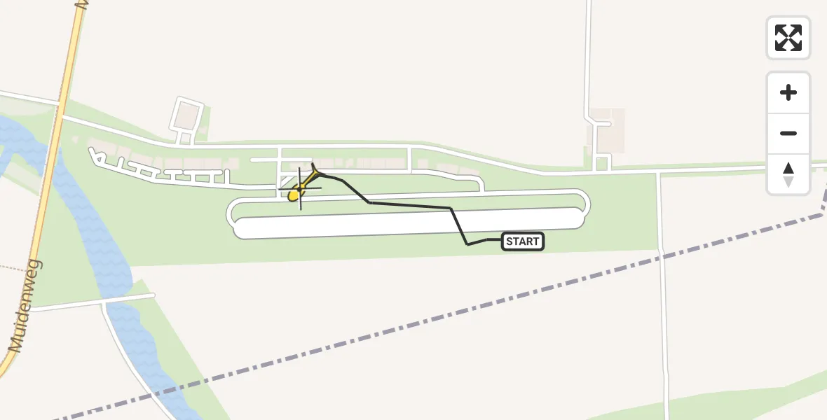 Vluchtroute Politiehelikopter van Vliegveld Midden-Zeeland naar Vliegveld Midden-Zeeland