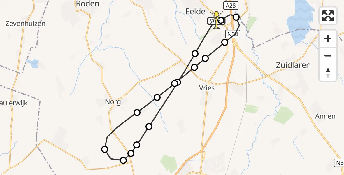 Routekaart van de vlucht: Lifeliner 4 naar Groningen Airport Eelde, Homsteeg