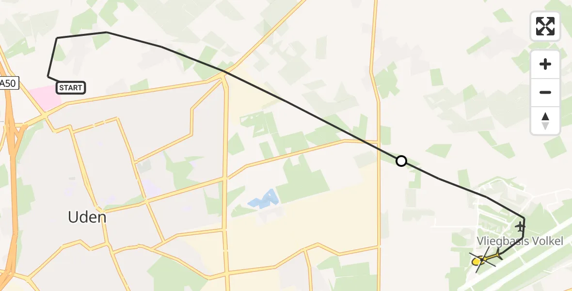 Routekaart van de vlucht: Lifeliner 3 naar Vliegbasis Volkel, Voortweg