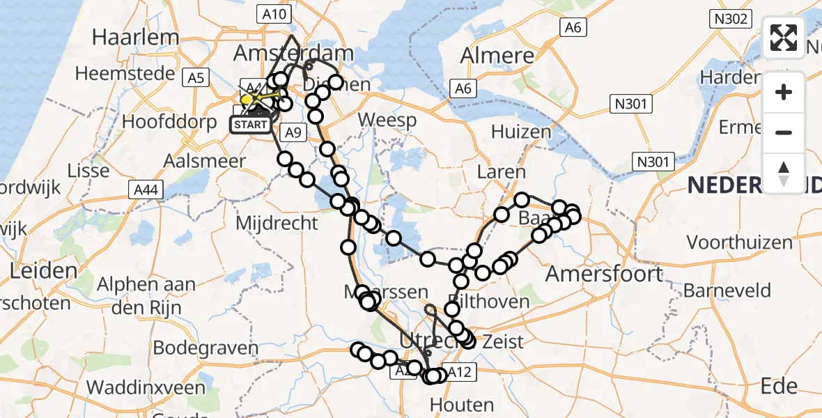 Routekaart van de vlucht: Politieheli naar Amstelveen, Wolfert van Borsselenweg