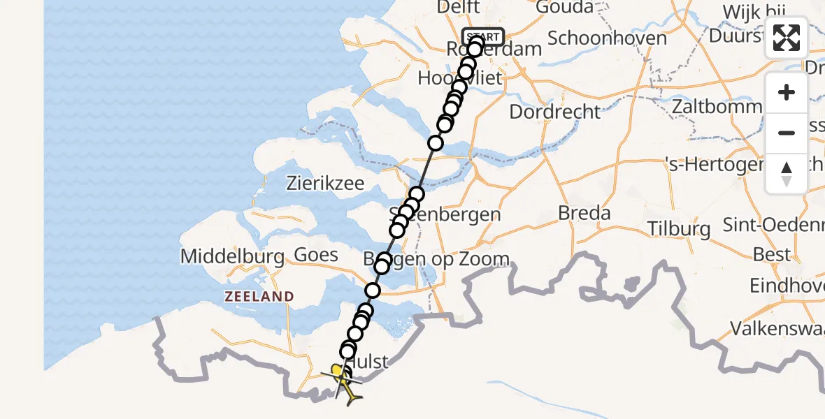 Routekaart van de vlucht: Lifeliner 2 naar Koewacht, Schielandstraat