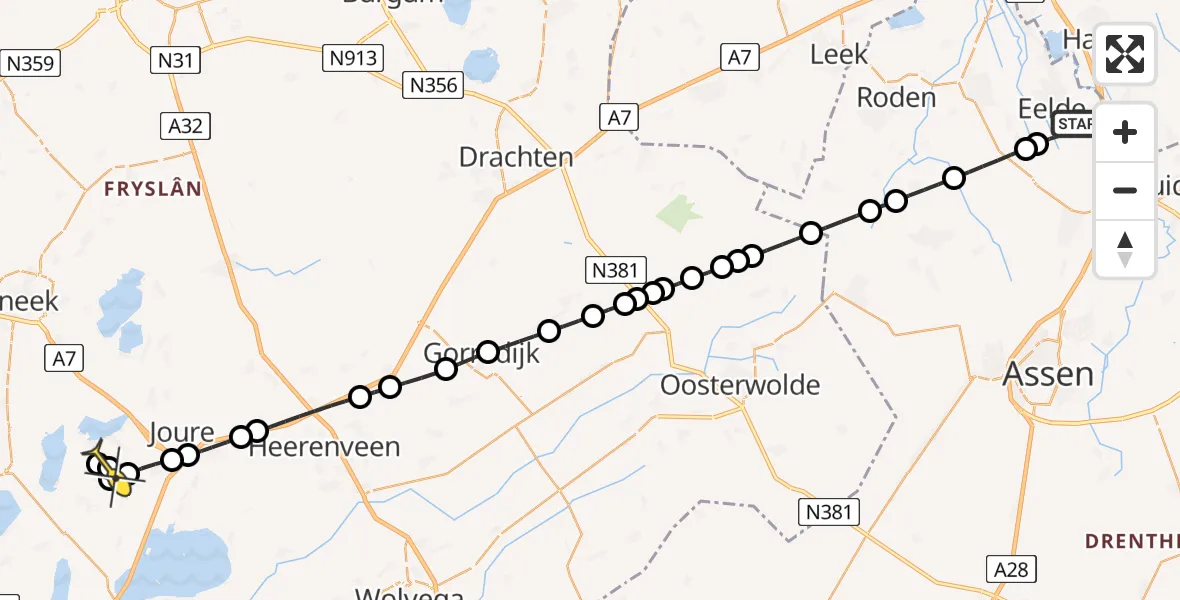 Routekaart van de vlucht: Lifeliner 4 naar Legemeer, Homsteeg