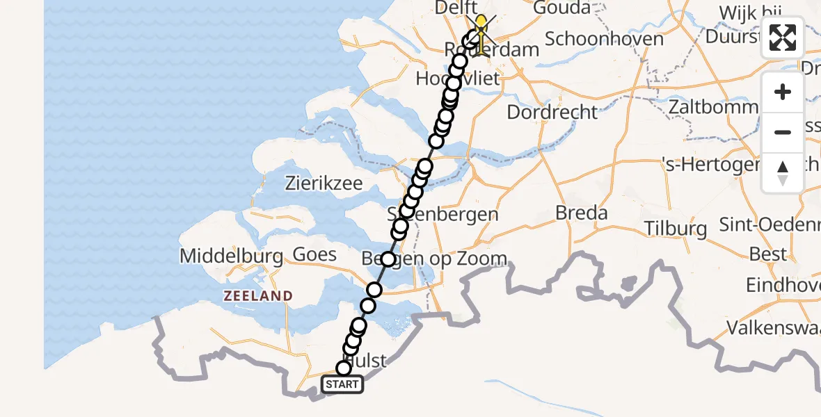 Routekaart van de vlucht: Lifeliner 2 naar Rotterdam The Hague Airport, Fortdijk