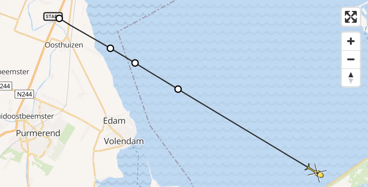 Routekaart van de vlucht: Politieheli naar Lelystad, Hoornse Jaagweg