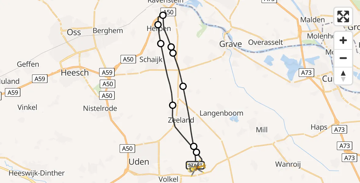 Routekaart van de vlucht: Lifeliner 3 naar Vliegbasis Volkel, Houtvennen