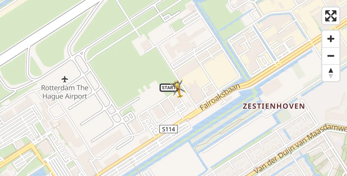 Vluchtroute Traumahelikopter Rotterdam The Hague Airport - Rotterdam The Hague Airport, 11 november 2024, 11:02