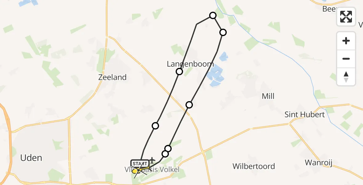 Routekaart van de vlucht: Lifeliner 3 naar Vliegbasis Volkel, Houtvennen