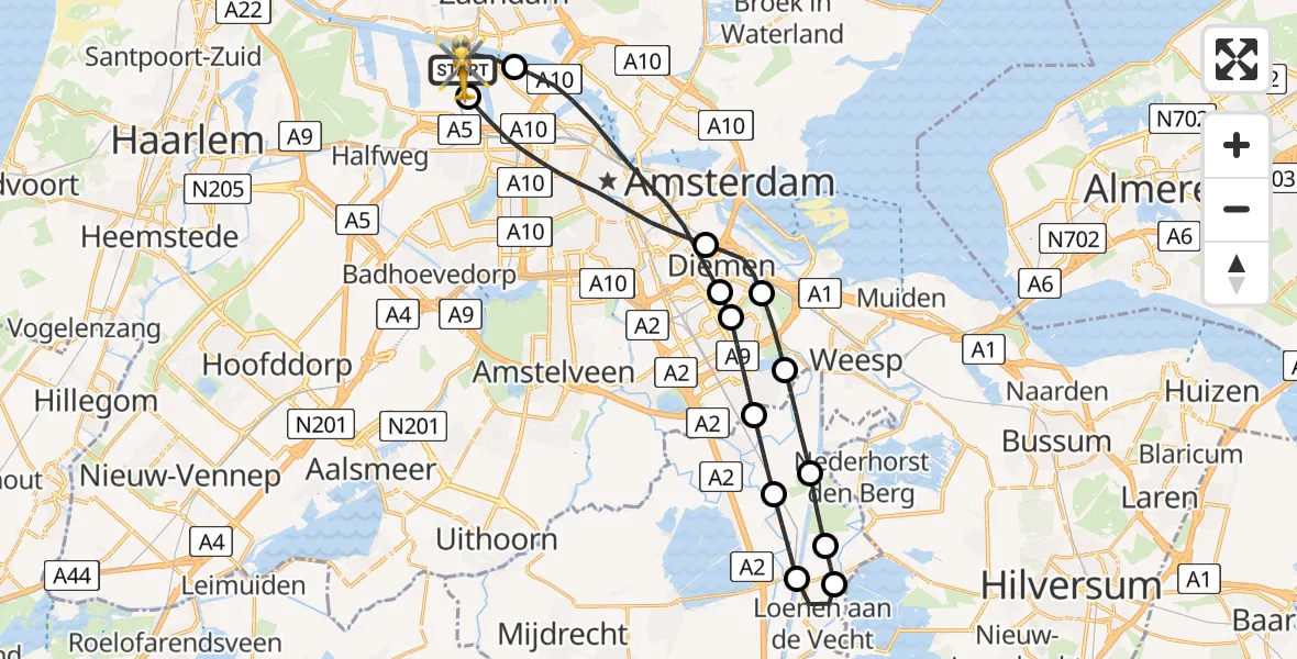 Vluchtroute Traumahelikopter Amsterdam Heliport - Amsterdam Heliport, 11 november 2024, 15:03