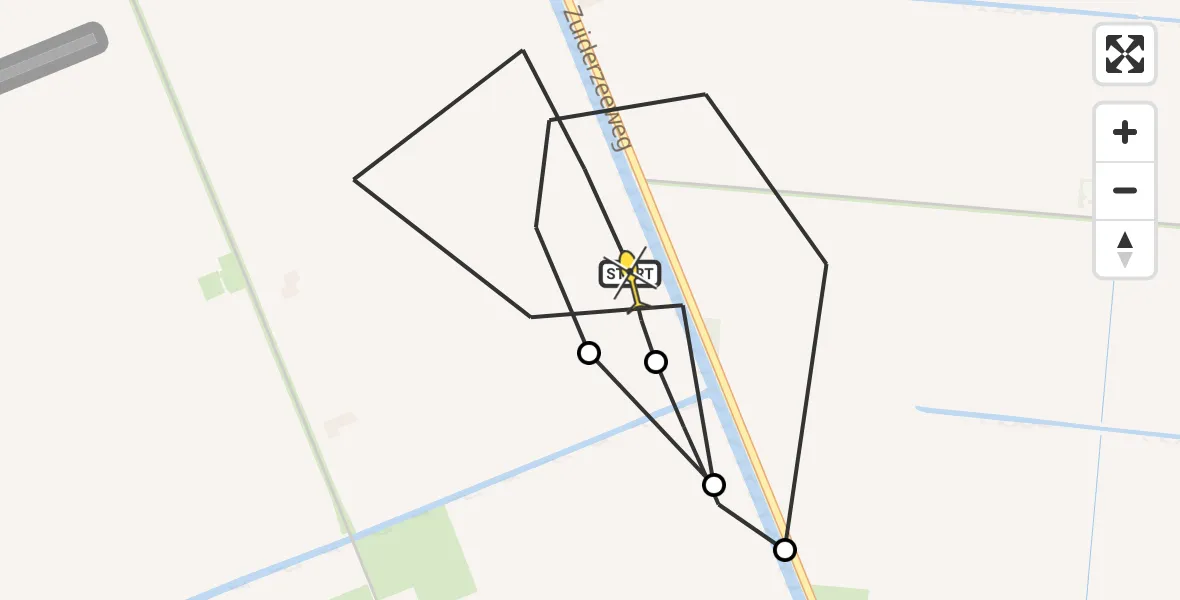 Routekaart van de vlucht: Politieheli naar Slootdorp, Molenweg