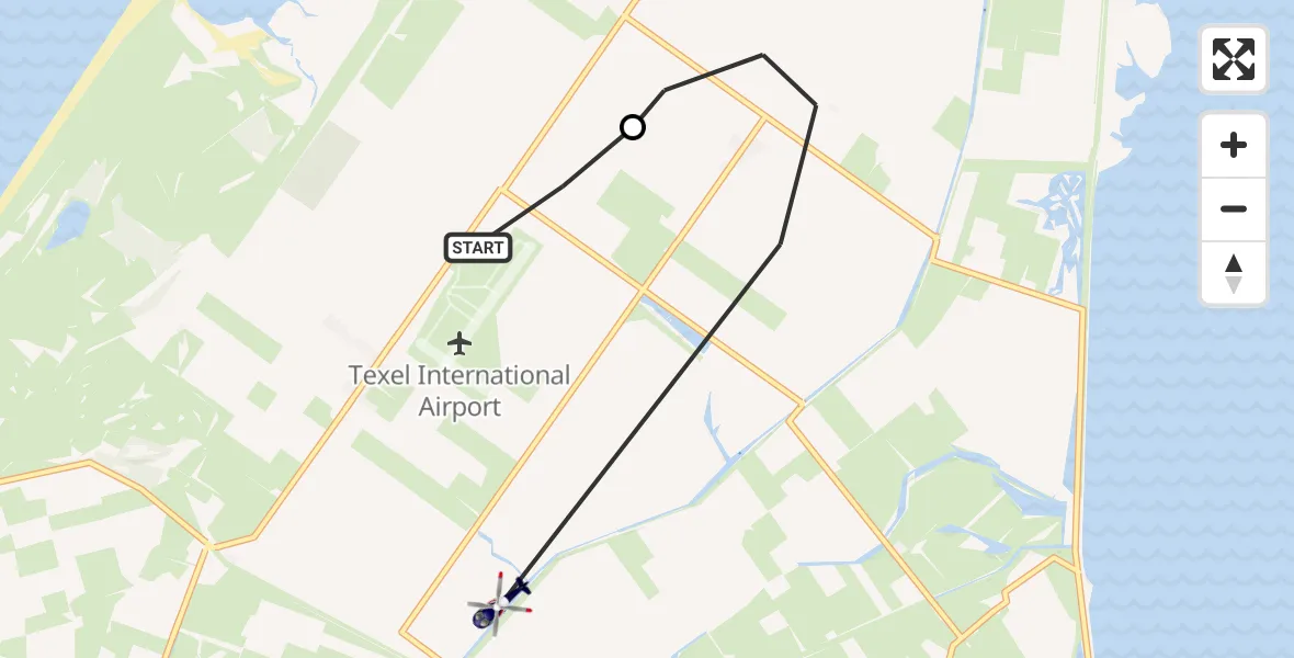 Vluchtroute Politiehelikopter Texel International Airport - De Cocksdorp, 11 november 2024, 15:41