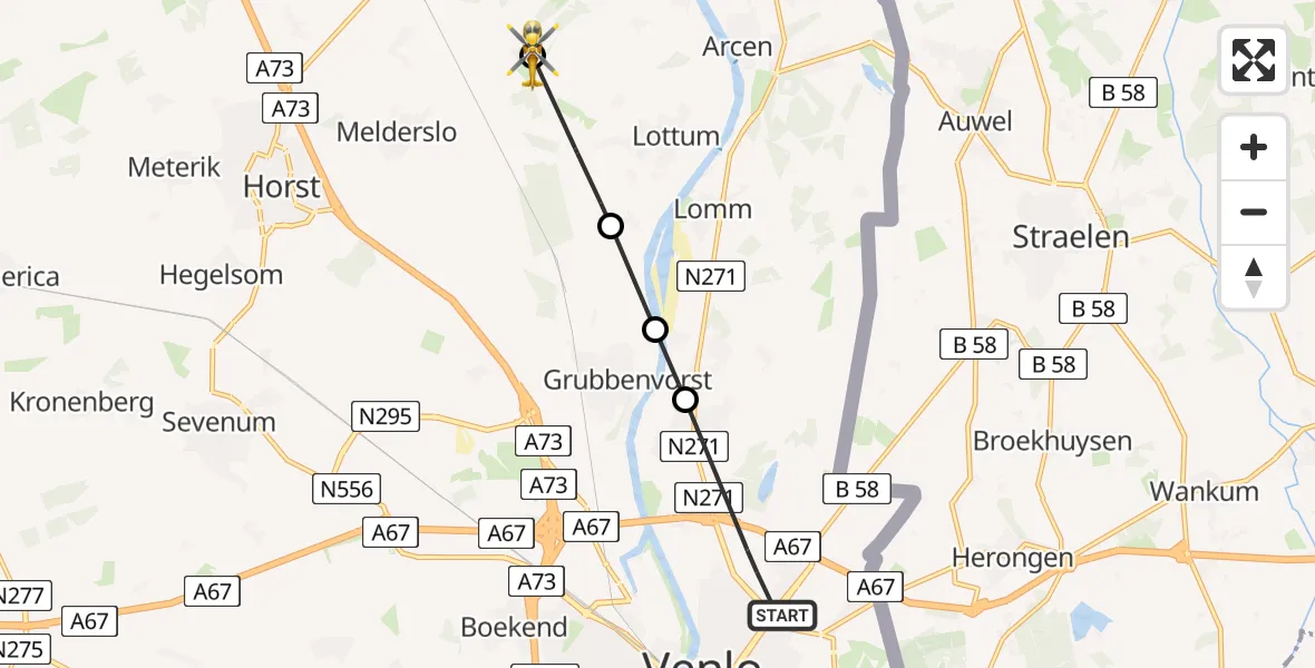 Routekaart van de vlucht: Lifeliner 3 naar Broekhuizen, Simon Stevinstraat
