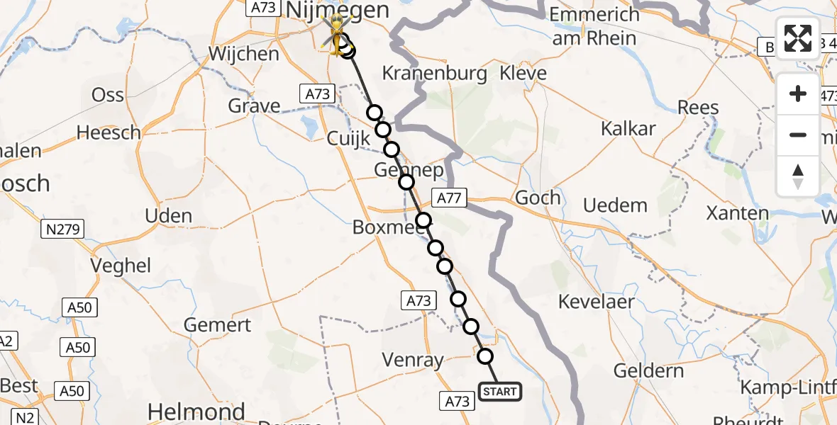 Vluchtroute Traumahelikopter Meerlo - Radboud Universitair Medisch Centrum, 11 november 2024, 17:48