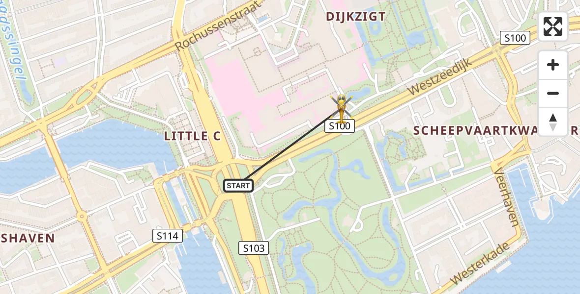 Vluchtroute Traumahelikopter Erasmus MC - Erasmus MC, 11 november 2024, 18:41