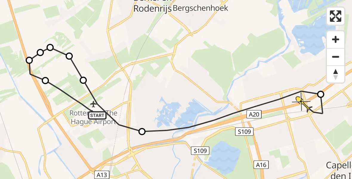Routekaart van de vlucht: Lifeliner 2 naar Rotterdam, Hofweg