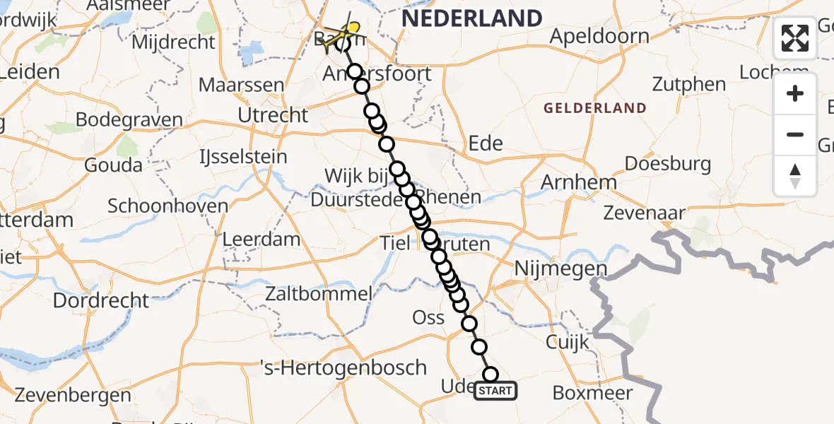 Routekaart van de vlucht: Lifeliner 3 naar Baarn, Zeelandsedijk